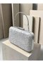 Silver-Gray Lace Women's Evening Clutch Bag with Strappy Chain Strap and Silver Accents for Weddings and Engagement Parties - 4