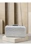 Silver-Gray Lace Women's Evening Clutch Bag with Silver Accents and a Thick Chain Strap for Weddings and Engagements - 8