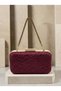 Burgundy Lace Women's Evening Clutch Bag with Gold Accents and a Thick Chain Strap for Weddings and Engagements - 7