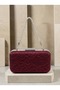 Burgundy Lace Women's Evening Clutch Bag with Silver Accents and a Thick Chain Strap for Weddings and Engagement Parties - 7