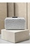 Silver-Gray Lace Women's Evening Clutch Bag with Silver Accents and Chain Strap for Weddings and Engagement Parties - 3