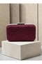 Burgundy Lace Women's Evening Clutch Bag with Silver Accents and Chain Strap for Weddings and Engagement Parties - 2