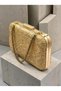 Gold Lace Women's Evening Clutch Bag with Gold Accents and Thick Chain Strap for Weddings and Engagements - 2