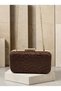 Brown Lace Women's Evening Clutch Bag with Gold Accents and a Thick Chain Strap for Weddings and Engagement Parties - 8