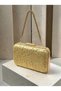 Gold Lace Women's Evening Clutch Bag with Gold Accents and Thick Chain Strap for Weddings and Engagements - 5