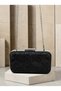 Black Lace Women's Evening Clutch Bag with Silver Accents and a Thick Chain Strap for Weddings and Engagements - 8