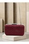 Burgundy Lace Women's Evening Clutch Bag with Silver Accents, Strappy Chain Strap, and Handle—Perfect for Weddings and Engagements - 8