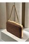 Brown Lace Women's Evening Clutch Bag with Gold Accents and a Thick Chain Strap for Weddings and Engagement Parties - 5