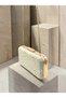 Ecru Lace Women's Evening Clutch Bag with Gold Accents and a Thick Chain Strap for Weddings and Engagements - 6