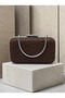 Brown Lace Women's Evening Clutch Bag with a Strappy Handle, Chain Strap, and Silver Accents—Perfect for Weddings and Engagements - 3