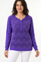 Women's Collar Button Detailed Stone Printed Long Sleeve Glittery Knitwear Blouse