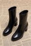 Women's Suede Booties with Thick Heels and Zip Details - 2