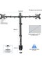 Dual LED LCD Monitor Stand, Extra Tall 31.5" Pole, Heavy Duty Fully Adjustable Desk Mount for 2 Screens Up to 27 Inch, Ergonomic Computer Monitor Holder - 2