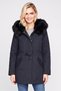 Women Solid Parka Jacket, Navy
