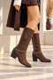 Teo Western Women's Cowboy Stylish Ankle Boots with Metal Studs P2008 - Dark Brown - 5