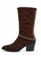 Teo Western Women's Cowboy Stylish Ankle Boots with Metal Studs P2008 - Dark Brown - 4
