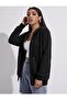 Women's Black Zippered Oversize Sweatshirt - 2