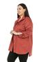 Plus Size Dried Rose Trench Coat with Side Slits, Folded Sleeves, Pockets and Snap Detail - 2