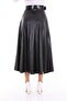 Women's Leather Bell Skirt with Belt Detail - 7