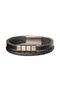 Men's Leather Bracelet Stainless Steel Metal Silver Bracelet Black Magnet Clasp For Male Jewelry - 4