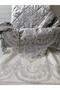 Prayer Rug Bundle Set with Storage, French Lace and Velvet Fabric. Gray Fabric, Silver Ecru Lace