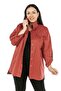 Plus Size Dried Rose Trench Coat with Side Slits, Folded Sleeves, Pockets and Snap Detail