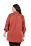 Plus Size Dried Rose Trench Coat with Side Slits, Folded Sleeves, Pockets and Snap Detail - 3