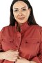 Plus Size Dried Rose Trench Coat with Side Slits, Folded Sleeves, Pockets and Snap Detail - 6