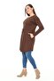 Plus Size Round Neck Detailed Pocket Waist Drawstring Wool Viscose Brown Tunic Dress - 2