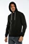 Erkek Siyah Kapüşonlu Sweatshirt - 4