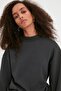 Anthracite Thick Inner Fleece Stand Collar Relaxed/Comfortable Fit Knitted Sweatshirt TWOAW20SW0584 - 2