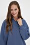 Navy Blue Oversize Scuba Sweatshirt - With Hood and Pocket TCTAW22TW0151 - 2