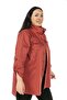 Plus Size Dried Rose Trench Coat with Side Slits, Folded Sleeves, Pockets and Snap Detail - 5