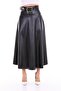 Women's Leather Bell Skirt with Belt Detail - 3