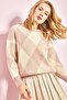 Women's Powder Square Patterned Knitwear Sweater 20011154 - 7
