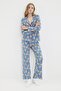 Blue 100% Cotton Christmas Themed Knitted Pajamas Set Thmaw22Pt1204