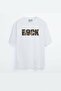 - Unisex Rock Printed White Oversize T-shirt