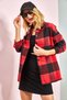 Women's Black Red Pocketed Cashmere Lumberjack Shirt 10131007 - 8