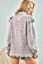 Women's Gray Openwork Ruffled White Striped Half Fisherman Knitwear Sweater 20011034 - 5