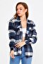 Women's Blue Slim Fit Pocketed Plaid Lumberjack Shirt-kkkodg001r01s - 3