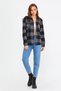 Women's Smoked-black Slim Fit Pocketed Plaid Lumberjack Shirt-kkkodg001r03s - 5