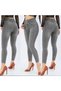 Women's Skinny Leg and Slim Fit 3 Button Gray High Waist Lycra Jean Trousers