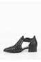 Medi Women's Laser Patterned Special Design Buckle Adjustable Black Skin Summer Shoes - 6