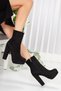 Lilla Shoes Women's Platform Thick Heeled Black Suede Boots - 2