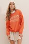 Women's Orange Crew Neck Text Printed Oversize Sweatshirt ALC-X7458