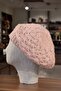 Pink Women's Painter Straw Knitted Beret - 3