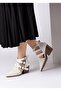Bella Women's Special Design Buckle Adjustable Back Zipper White Summer Heeled Shoes - 6