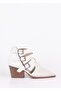 Bella Women's Special Design Buckle Adjustable Back Zipper White Summer Heeled Shoes - 7