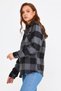 Women's Smoked-black Slim Fit Pocketed Plaid Lumberjack Shirt-kkkodg001r03s - 2