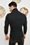 Men's Black Lycra Turtleneck Sweater - 6
